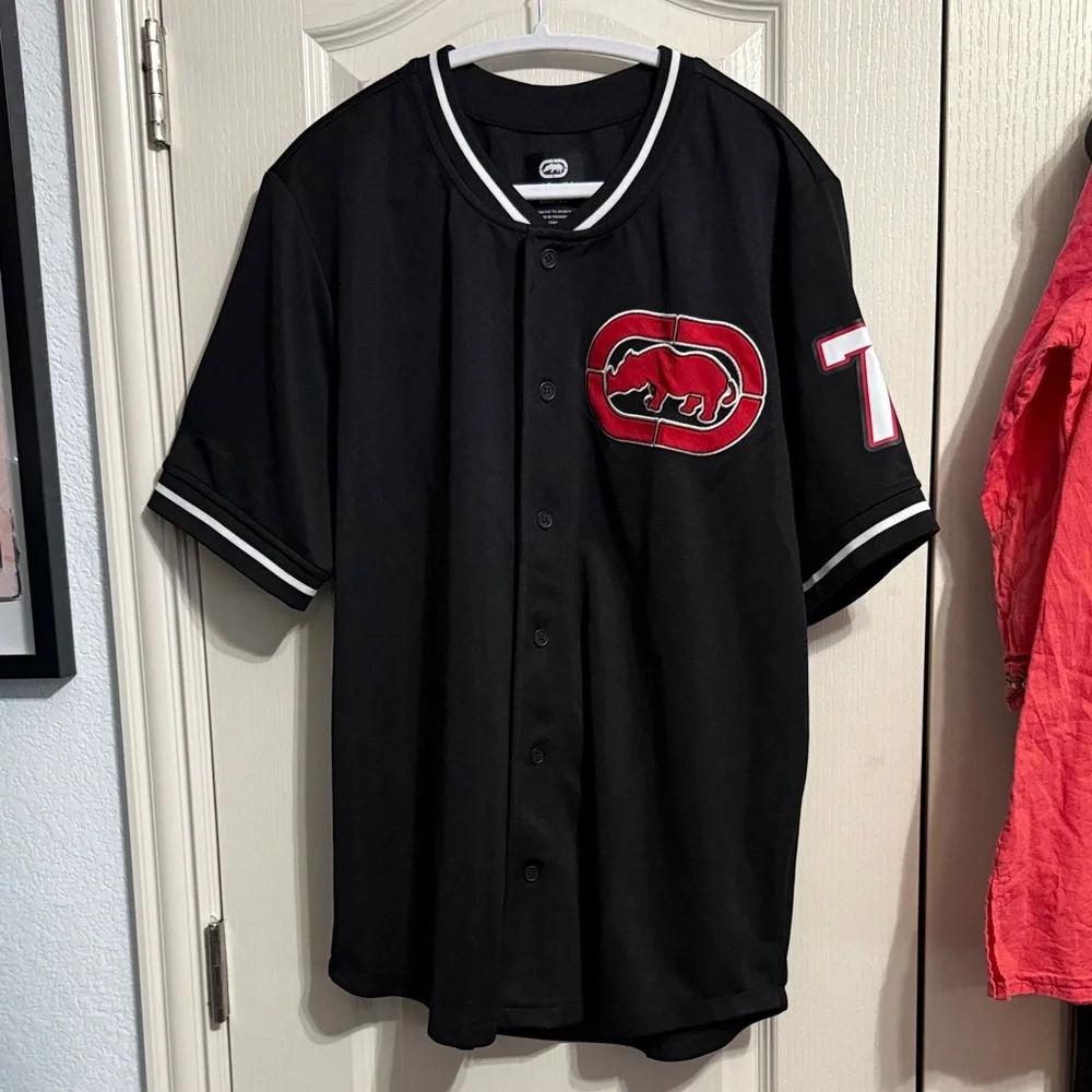 Ecko Unltd. Black‎ Short Sleeve Embroidered Logo Jersey Shirt Skater Streetwear